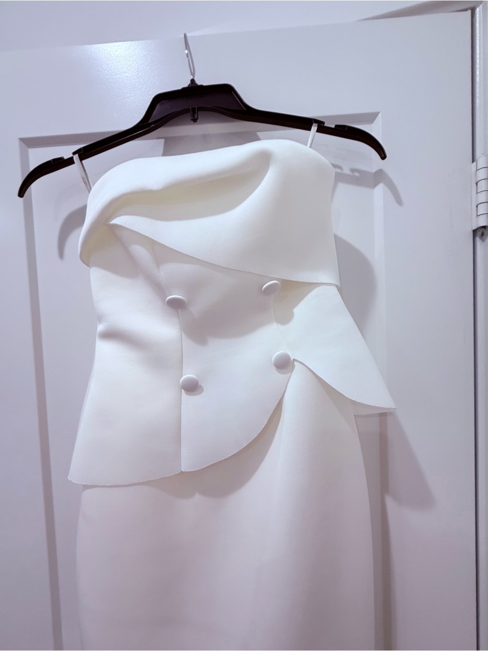 ASOS Strapless White Peplum Detail Maxi Dress